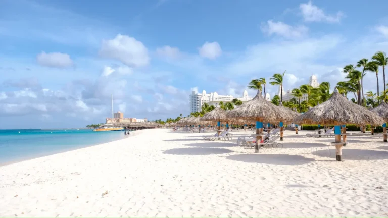 Beach resort in Aruba on a sunny day