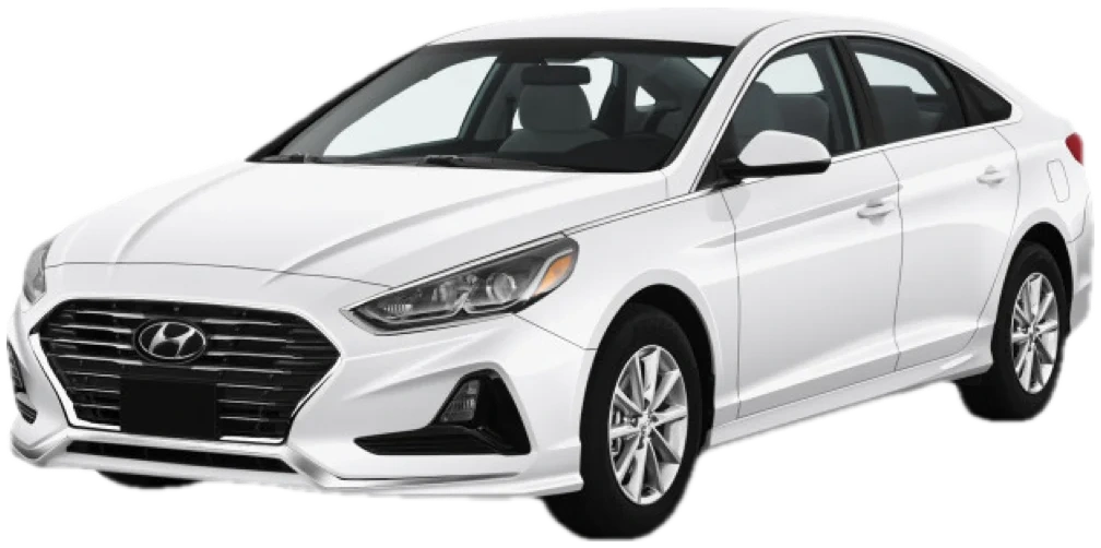 White Hyundai Sonata rental car in Aruba