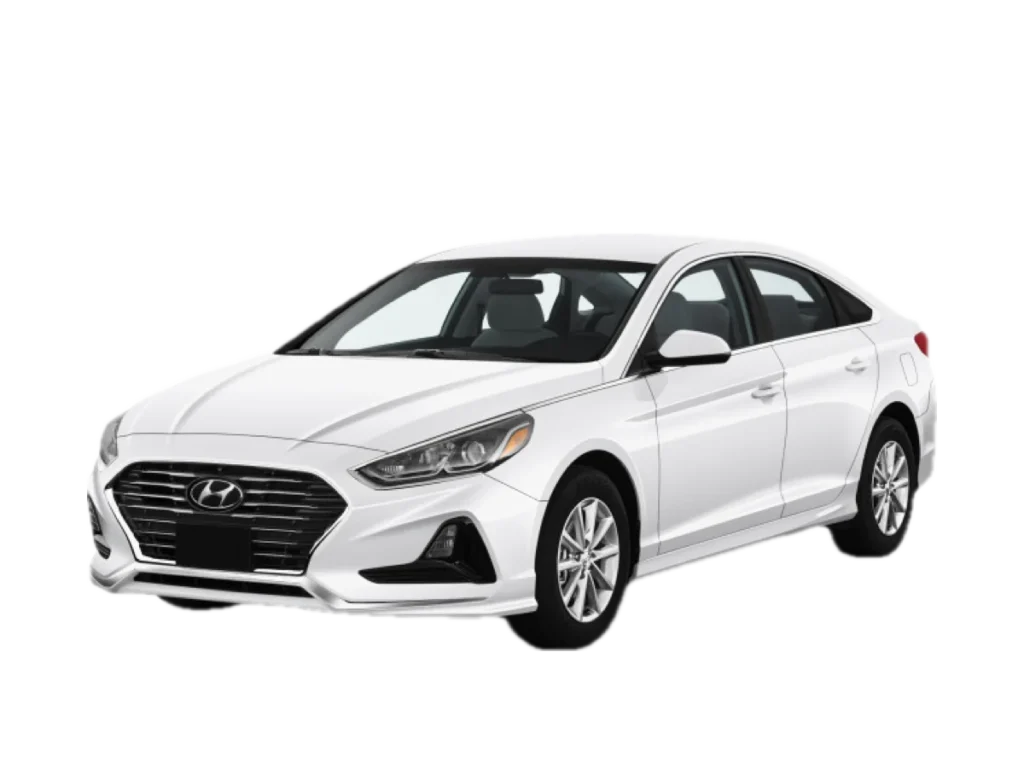White Hyundai Sonata rental car in Aruba